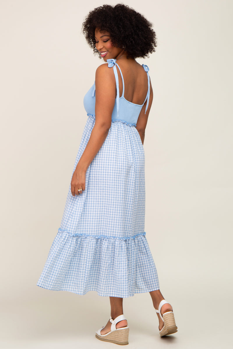 Light Blue Gingham Colorblock Dress – PinkBlush
