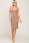 Taupe Ribbed Button Midi Dress