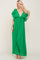 Green Flounce Button Front Maxi Dress