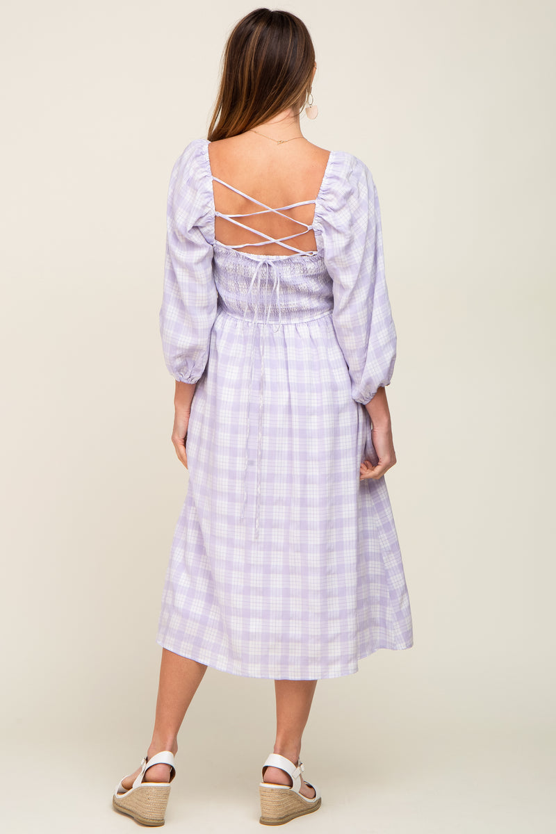Square Neckline Lace Up Dress