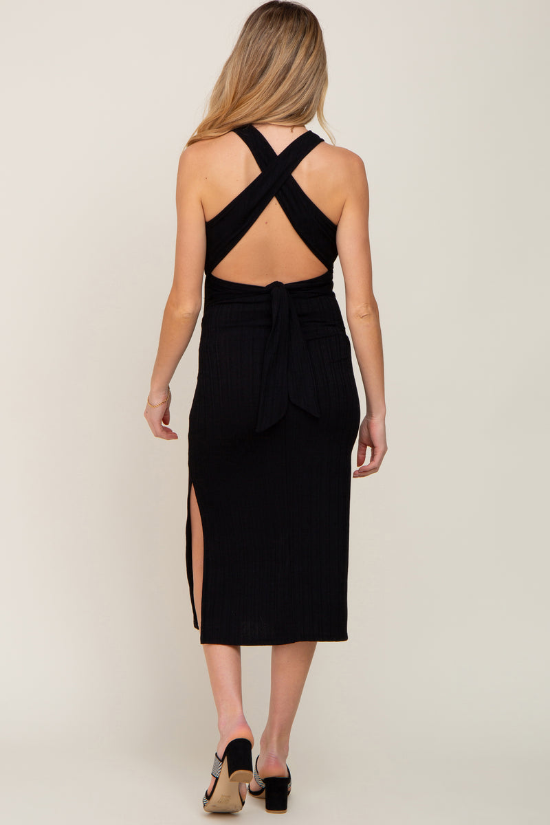 Black Contrast Trim Maternity Strapless Knit Dress main image 1