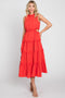 Red Tiered Ruffle Cutout Midi Dress