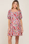 Cream Floral Puff Sleeve Maternity Dress