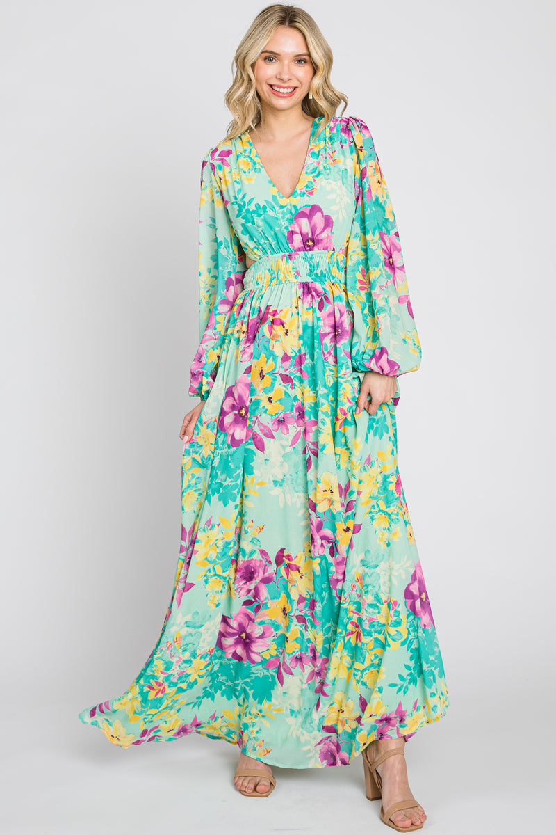 Darcy Maxi Dress - Turquoise Floral