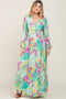 Turquoise Floral Side Cutout Maternity Maxi Dress