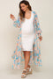 Aqua Floral Chiffon Ruffle Hem Maternity Cover-Up