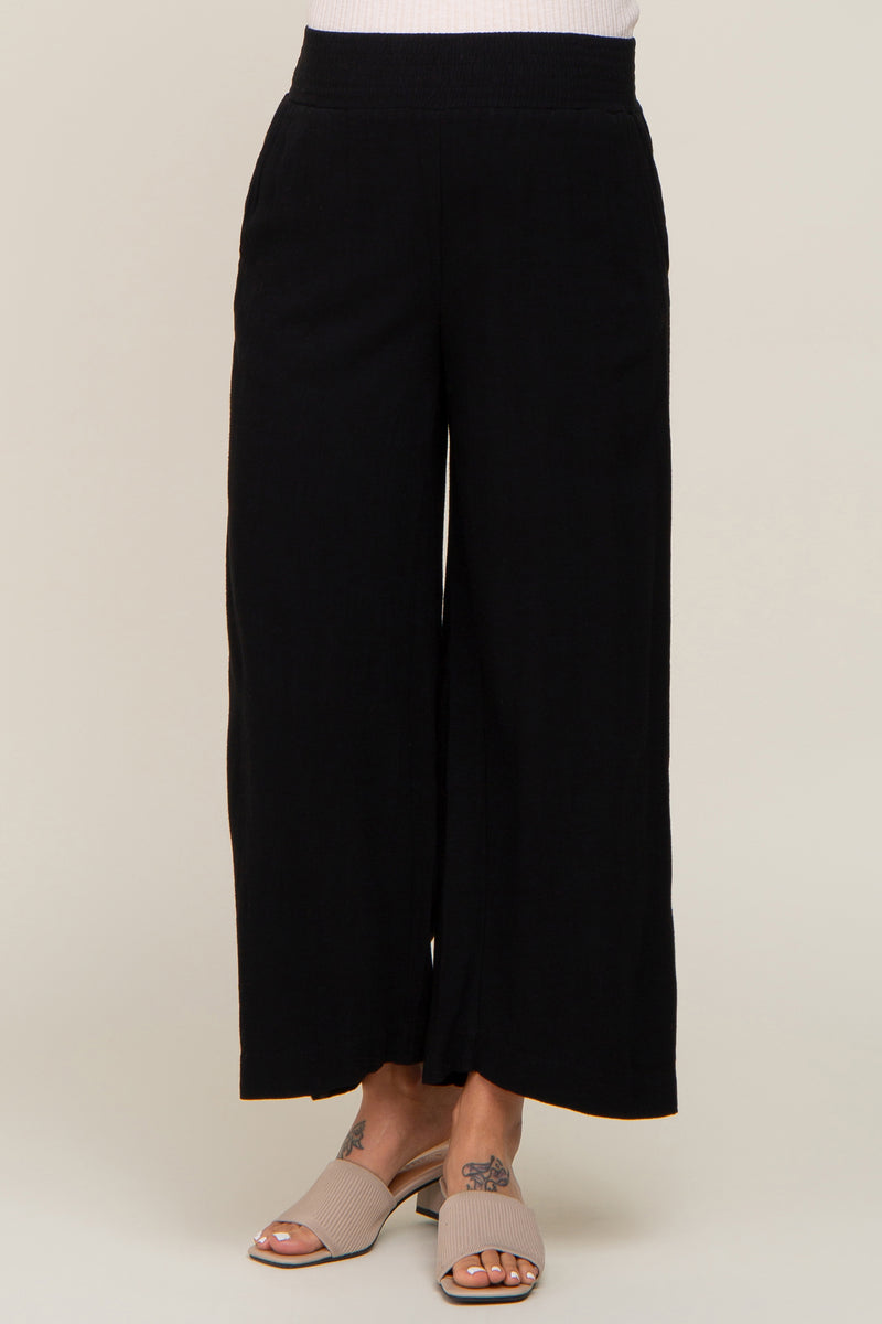 Black Wide Leg Maternity Pants PinkBlush