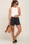 Black Washed Cuffed Pocketed Maternity Shorts