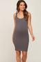 Charcoal Sleeveless Ribbed Knit Fitted Maternity Dress