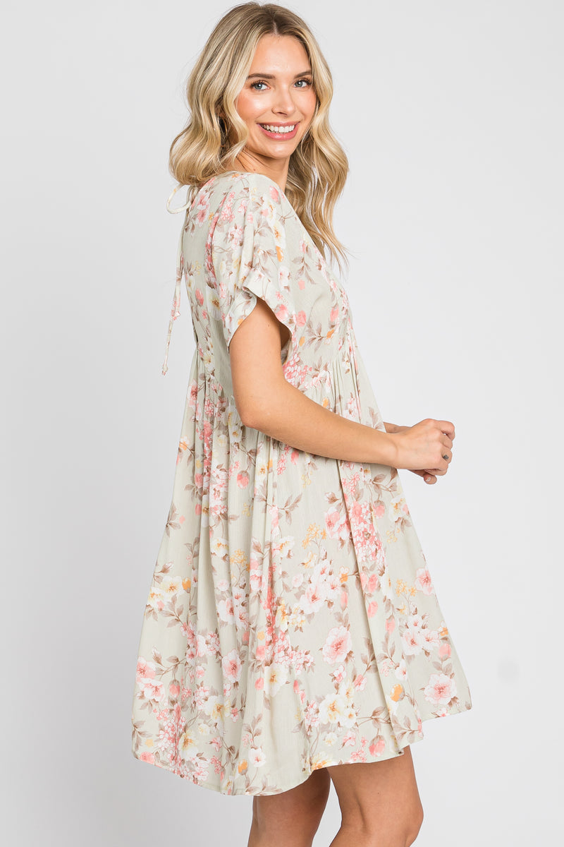 OLIVE FLORAL PATTERNED LONG SLEEVE SHIRT