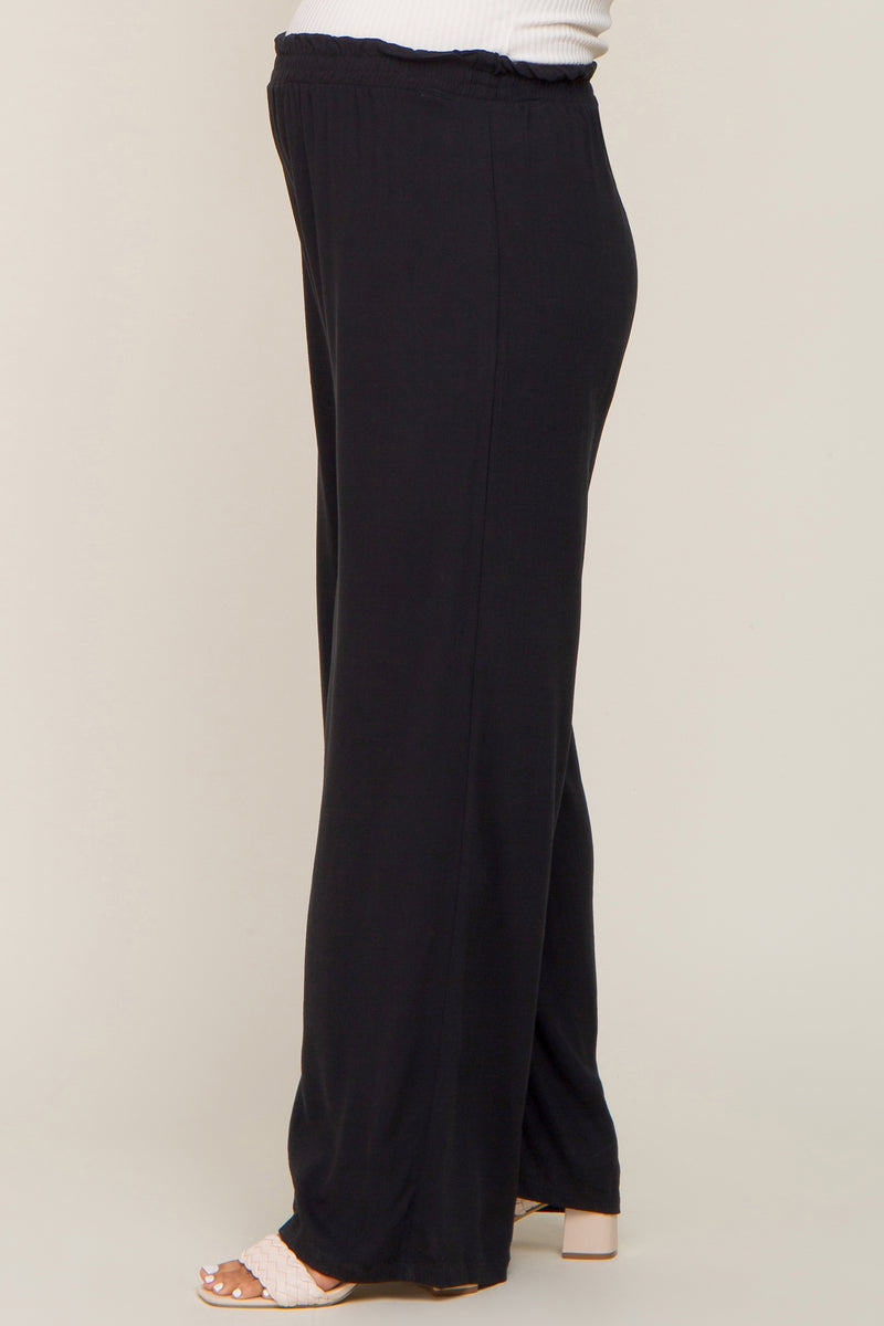 Black Wide Leg Ankle Maternity Plus Lounge Pants main image 1