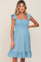 Light Blue Textured Sleeveless Smocked Maternity Dress