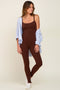 Brown Ribbed Sleeveless Jumpsuit