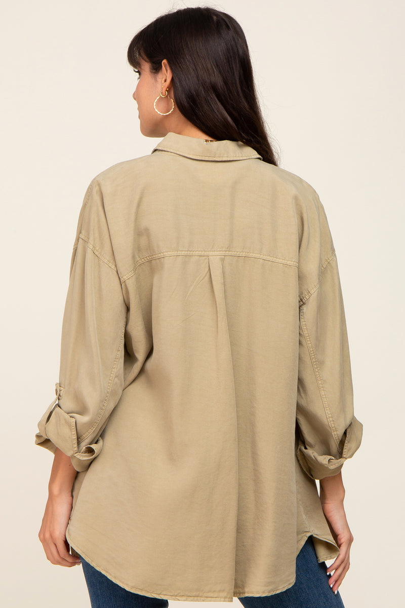 Olive Women Opaque Casual Buttoned Top