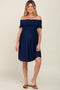 Navy Swiss Dot Off Shoulder Maternity Dress
