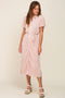 Light Pink Pleated Button-Down Collared Midi Dress