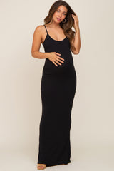 Black Basic Maternity Maxi Dress