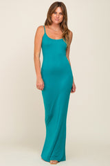 Turquoise Basic Maternity Maxi Dress