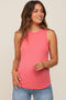 Pink Ribbed Basic Maternity Tank Top
