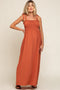 Rust Textured Smocked Shoulder Tie Maternity Maxi Dress