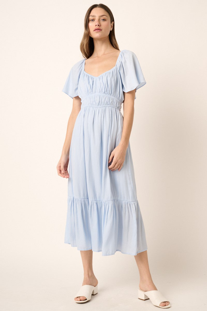 Blue Flutter Sleeve Dress main image 0