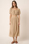 Taupe Crop Blouse With Midi Skirt Set