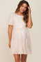 Cream Sequin Short Sleeve Tiered Maternity Dress