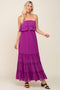Purple Chiffon Strapless Ruffle Tiered Maxi Dress