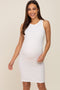 White Sleeveless Fitted Maternity Dress