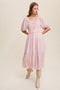 Blush Ruffle Front Tie Tiered Midi Dress