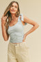 Sky Blue Ribbed Knit Tank