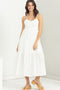 Off White Tie-Back Tiered Midi Dress