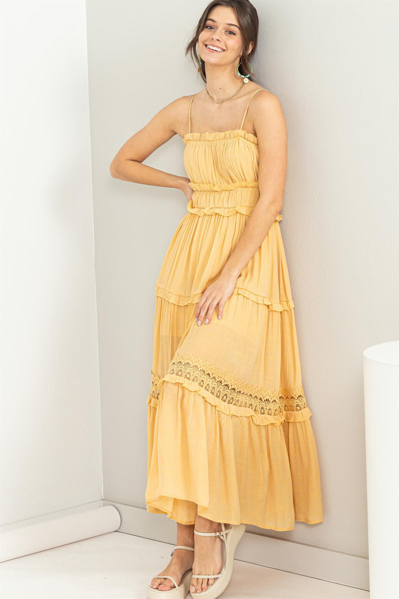 Yellow Ruffle Tiered Maxi Dress – PinkBlush