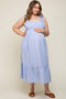 Light Blue Ruffle Strap Back Tie Maternity Plus Midi Dress