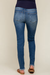 Blue Distressed Maternity Skinny Jeans