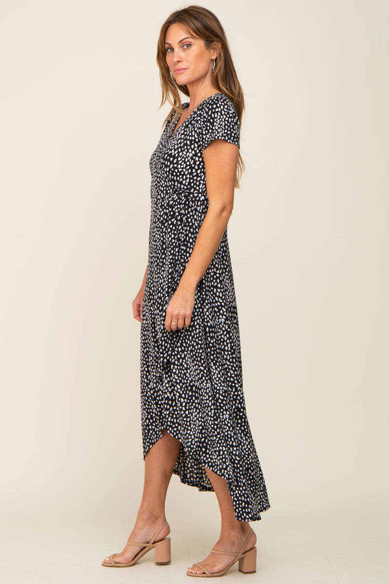 Elegant Black Animal Print Shirt Dress
