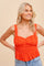 Red Smocked Cropped Top