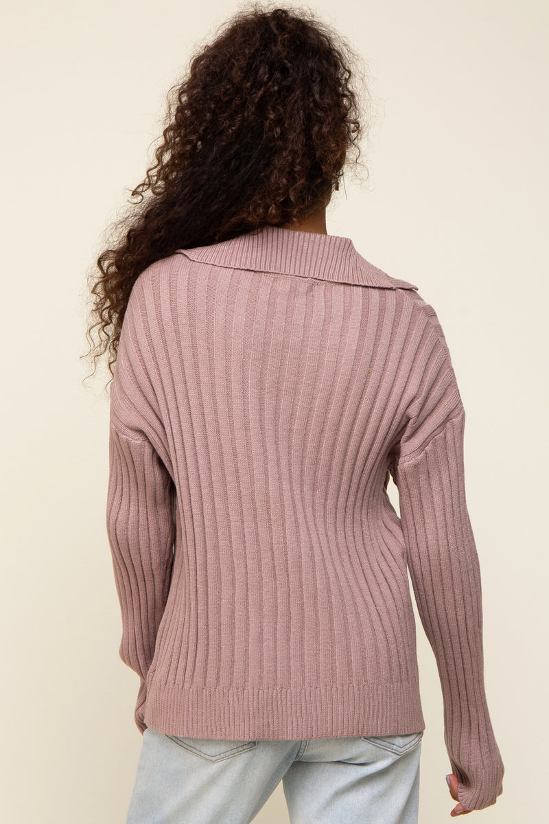 Blooming Grace: Floral Collared Long-Sleeve Top 77121