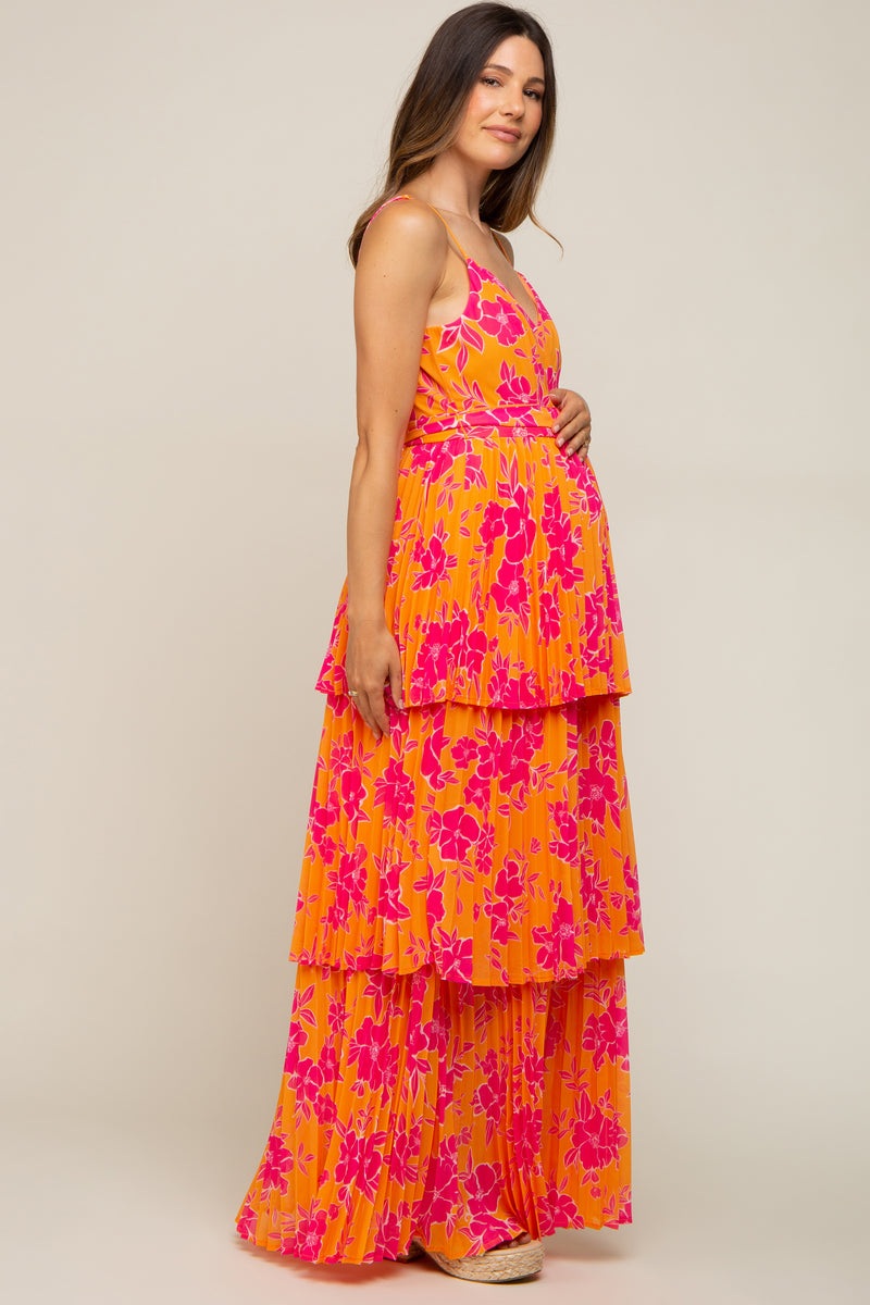 maxi orange maternity dress