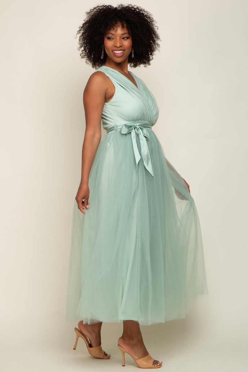 Mint Green Varsity Striped V Neck T Shirt Dress with Pockets