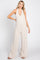 Beige Halter Front Pocket Knit Jumpsuit