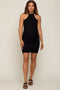 Black Textured Knit Halter Fitted Maternity Dress