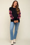 Black Crochet Sleeve Maternity Sweater