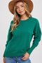 Green Rib Knit Exposed Seam Sweater