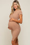 Mocha Ribbed Fitted Maternity Dress