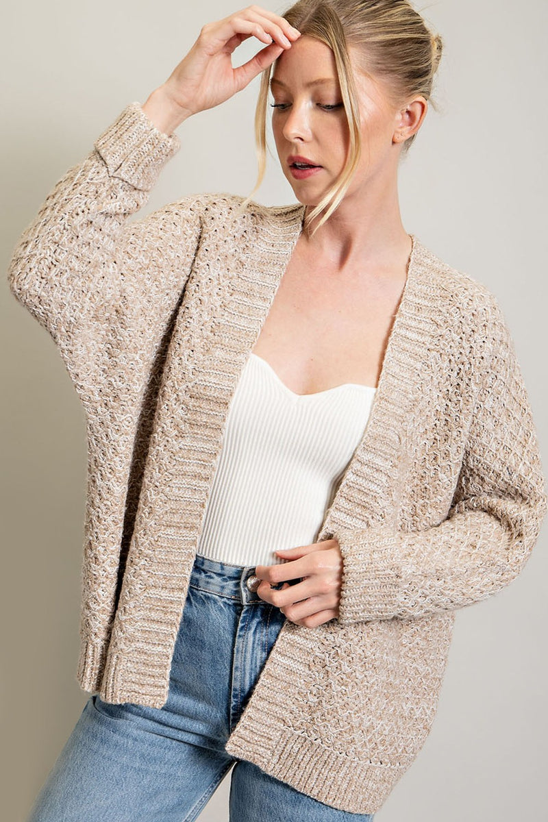 Quiet Times Cuffed Sleeve POL Cardigan (Cream)
