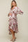 Taupe Satin Asymmetrical Flounce Trim Maternity Midi Dress