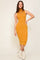 Mustard Knit Fitted Turtleneck Midi Dress