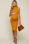 Mustard Knit Fitted Turtleneck Maternity Midi Dress