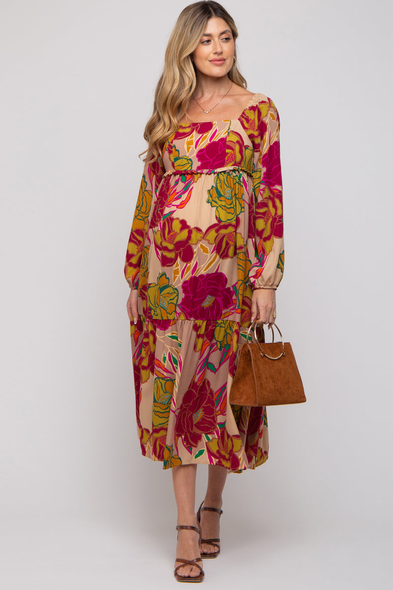 MOLLY MIXED PRINT DRESS - BOHEMIAN MIDI DRESSS, MATERNITY FRIENDLY